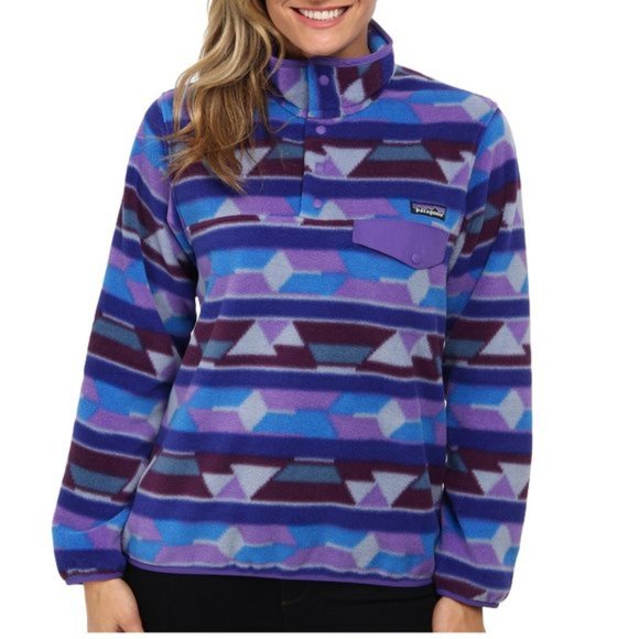 Patagonia Synchilla Aztec Purple Blue T Snap Pullover - Picture 1 of 8